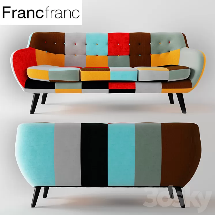 NAVIA Patchwork Sofa 3S 3D Model