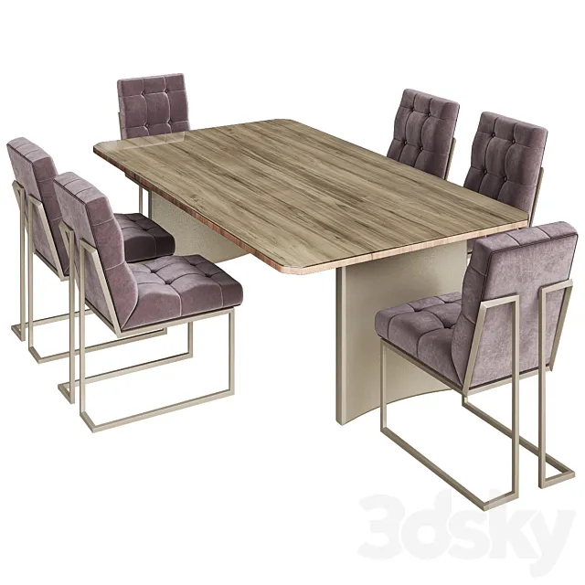 Navy Velvet Dining Chair 3DModel