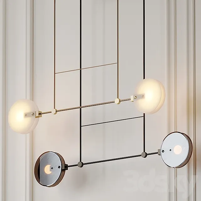 Nebulae 22- Double Horizontal Chandelier Twentieth 3D Model