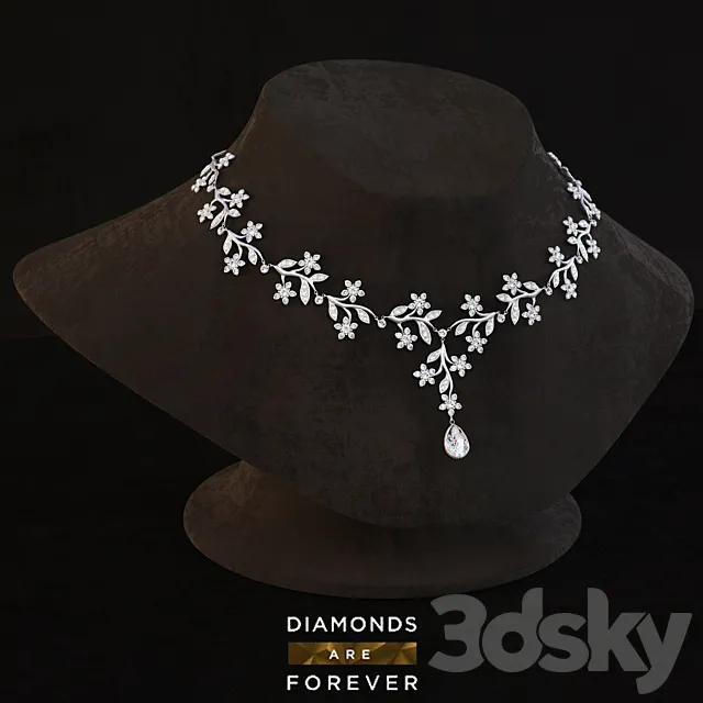 Necklace with diamonds 3D Model