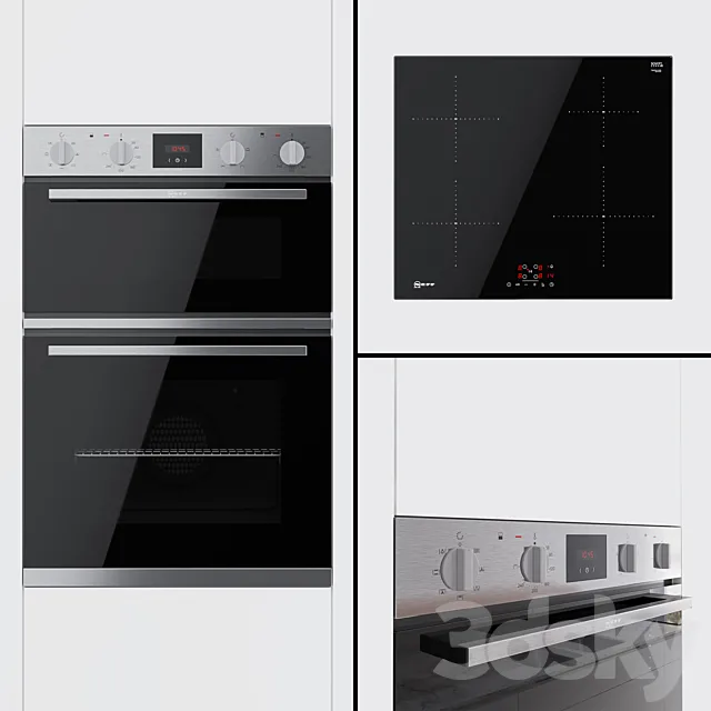 Neff - double oven U1HCC0AN0B and hob T36FB41X0G 3DModel
