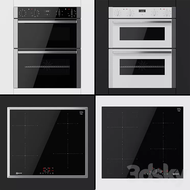 Neff - dual ovens J1ACE2HN0B J1ACE2HW0B and cooking surfaces T36BB40N0 T46FD53X0 3D Model