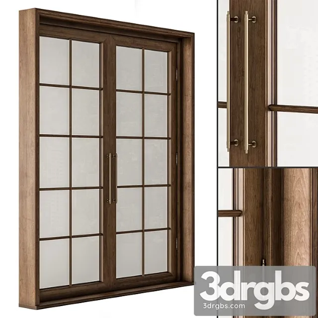 Neo Classic Glass And Wood Door Set 42 3D Model Free