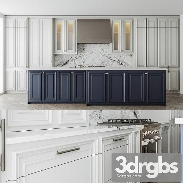 Neo Classical Kitchen 3D Model Free