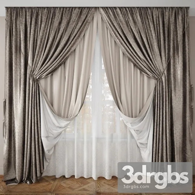 Neoclassic Curtain Luxury 3D Model Free