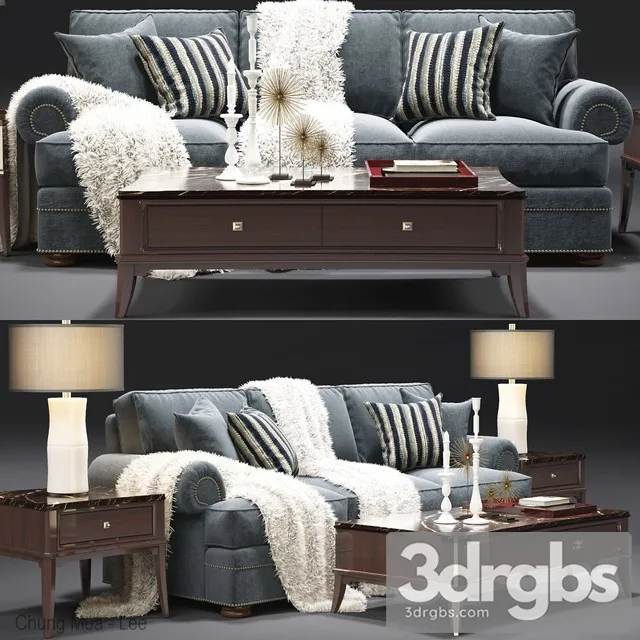 Neoclassic Fabric Sofa Set 02 3D Model Free