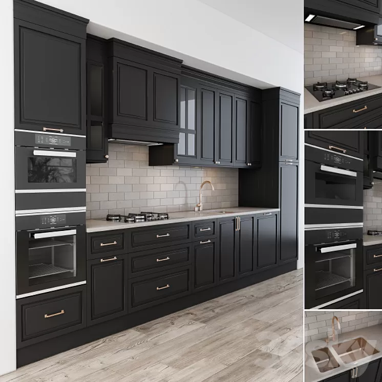 NeoClassic Kitchen Black 3D Model