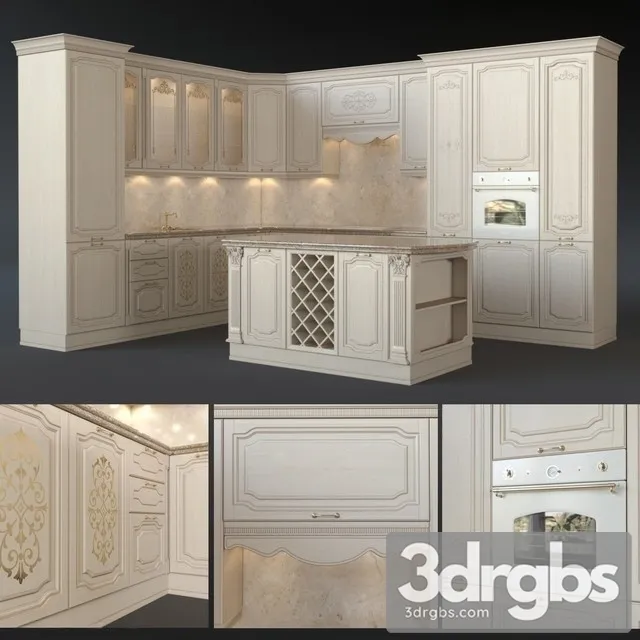 Neoclassic Kitchen Cabinet 2 3D Model Free