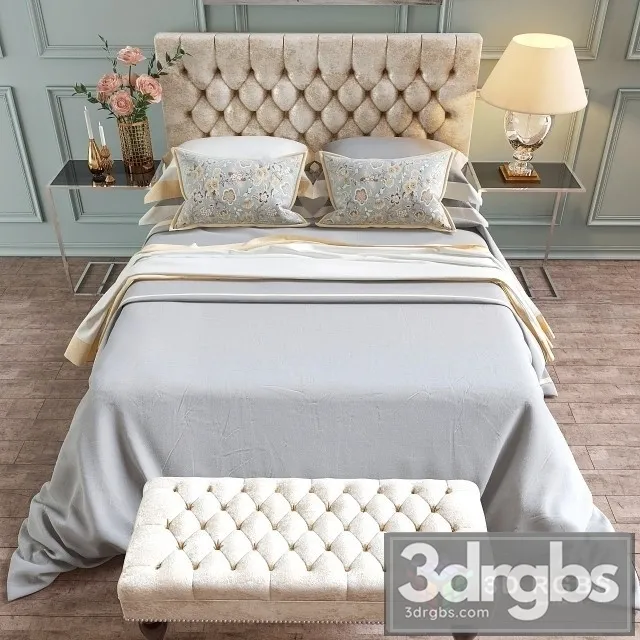 Neoclassic Luxury Bed 3D Model Free