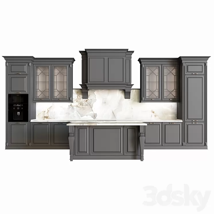 Neoclassical kitchen 04 3D Model Free