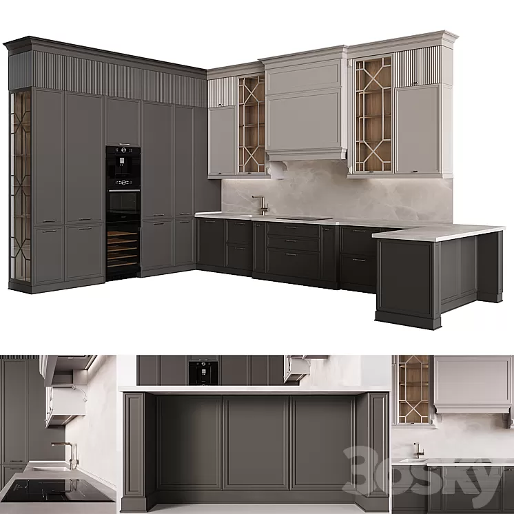 Neoclassical kitchen 28 3D Model