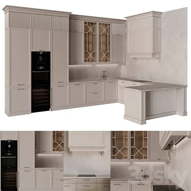 Neoclassical kitchen 34 3D Model Free