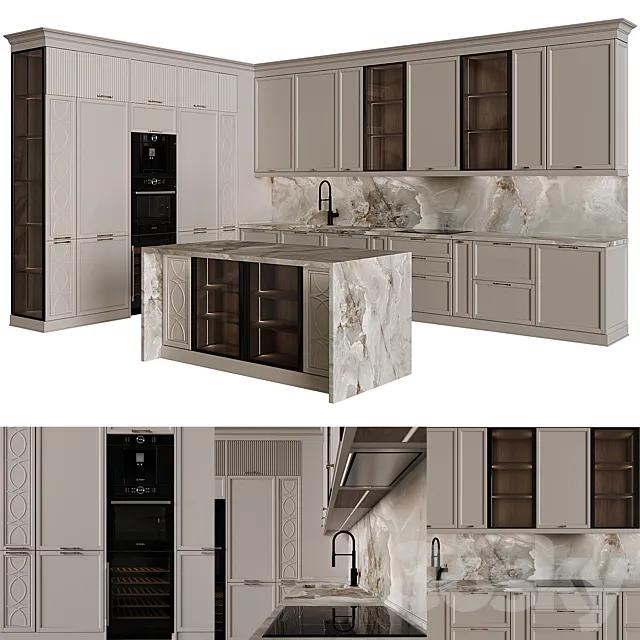 Neoclassical kitchen 40 3D Model