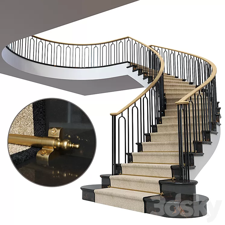 Neoclassical staircase 2 3D Model Free