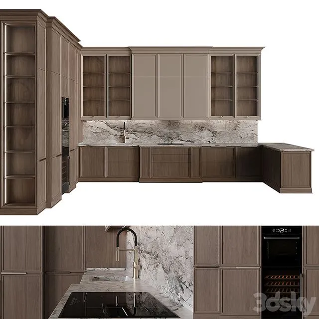 Neoclassical style kitchen 51 3D Model