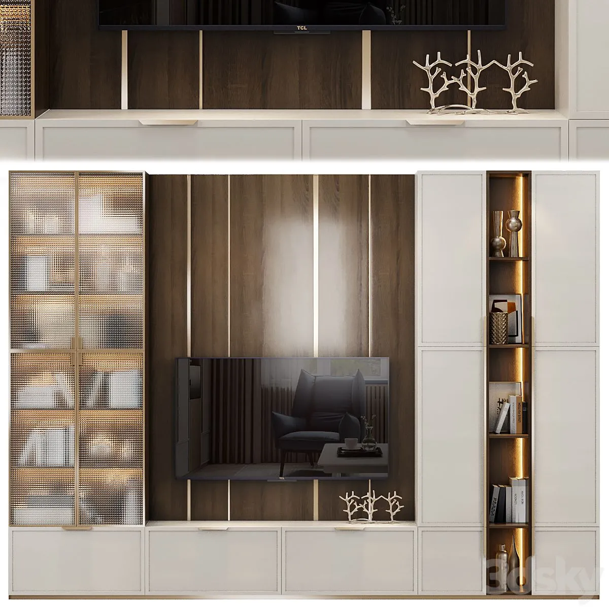 Neoclassical TV Wall 010 3D Model