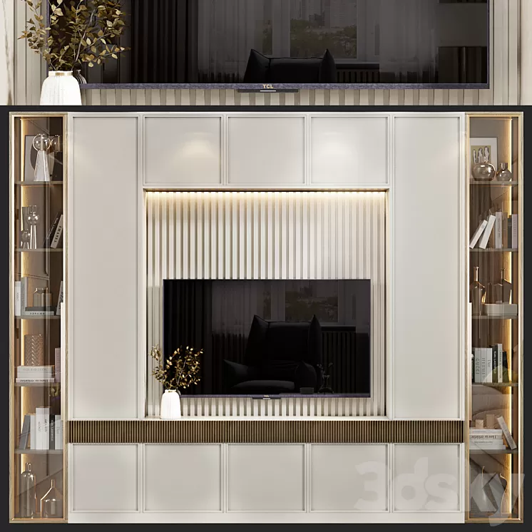 Neoclassical TV wall 015 3D Model