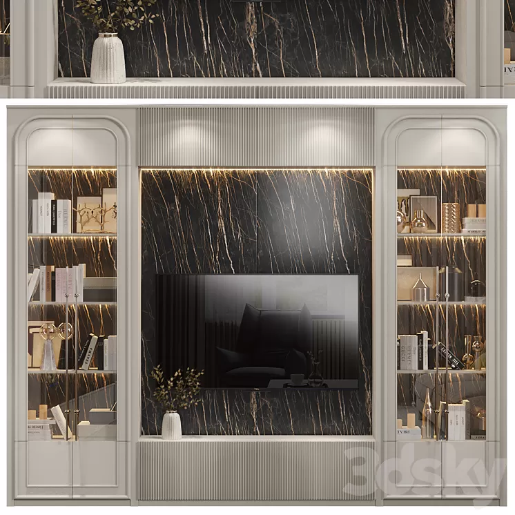 Neoclassical TV wall 018 3D Model