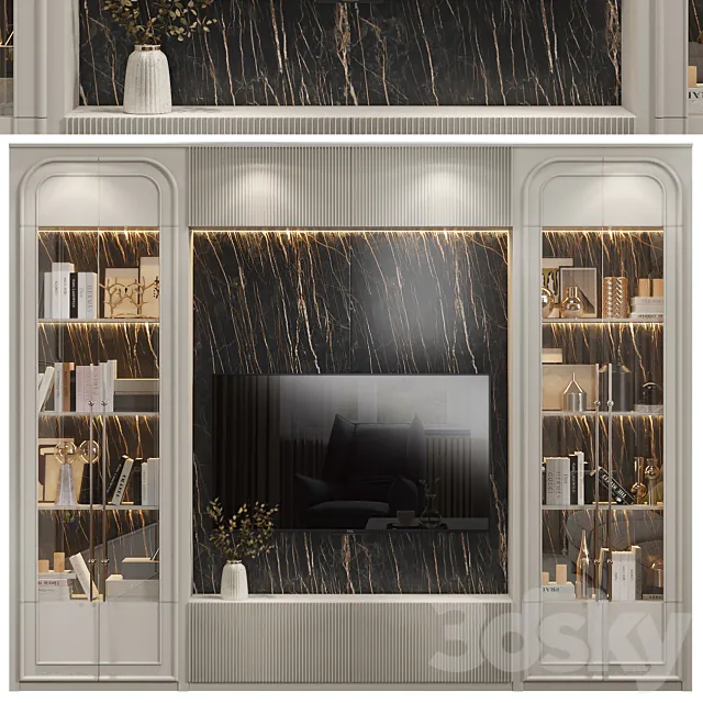 Neoclassical TV wall 018 3DModel
