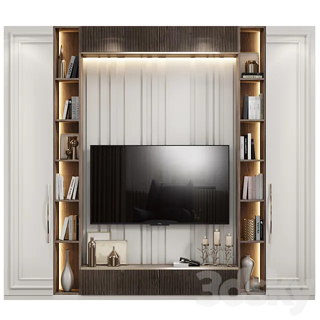 Neoclassical TV wall 019 3D Model