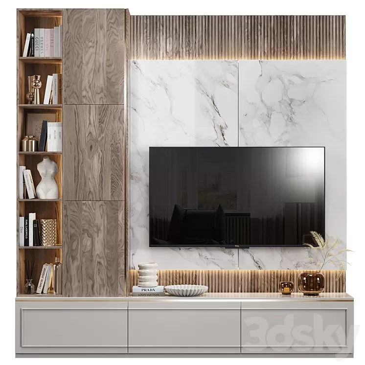 Neoclassical TV wall 021 3D Model Free