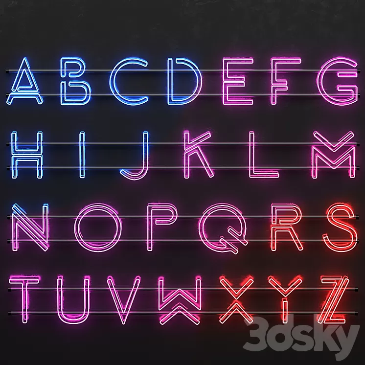 neon alphabet 3D Model