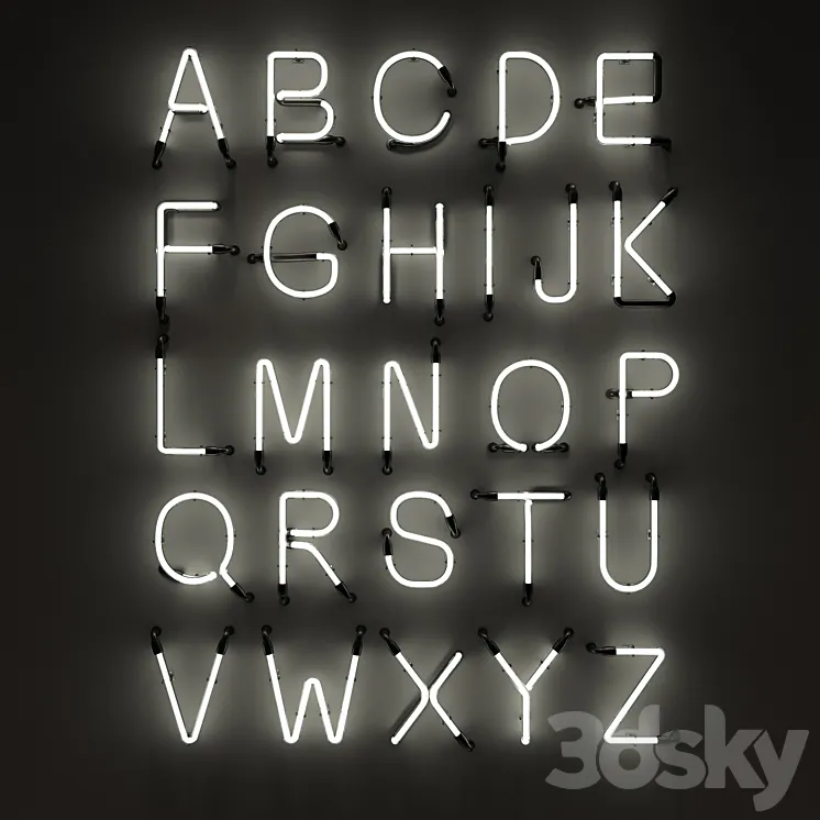 Neon Letters Neon Type Font 2 3D Model Free Download