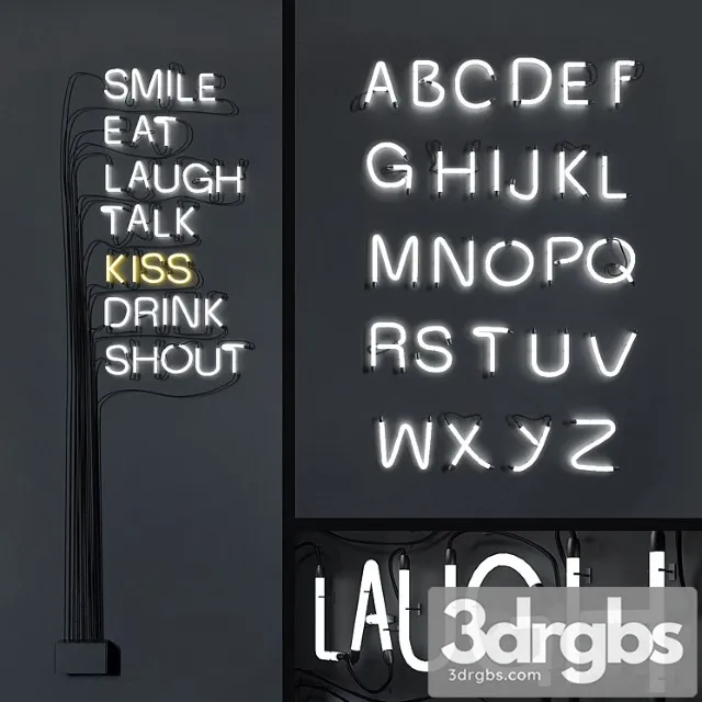 Neon letters (whole alphabet) 3D Model Download