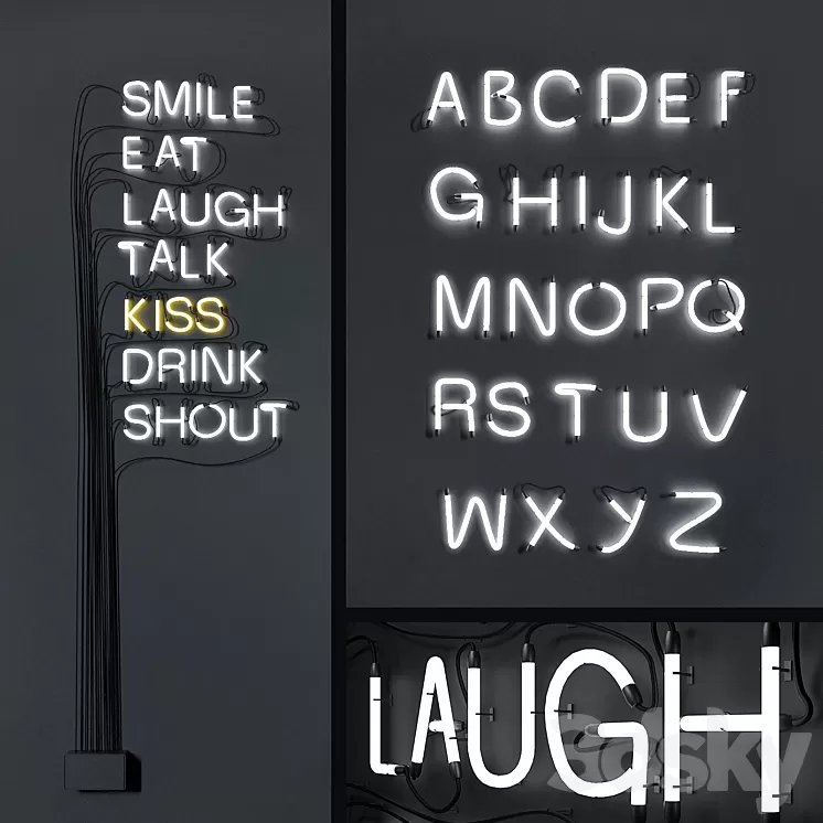 Neon letters (whole alphabet) 3D Model