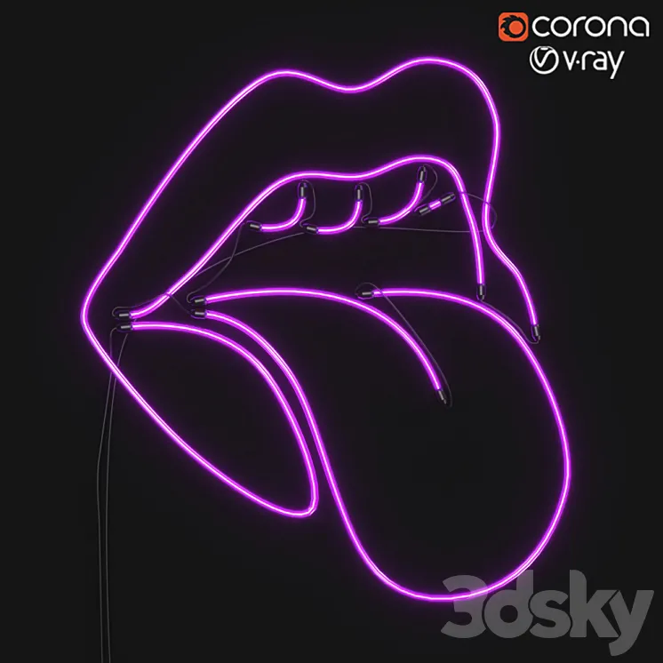 neon light lamp 002 3D Model Free