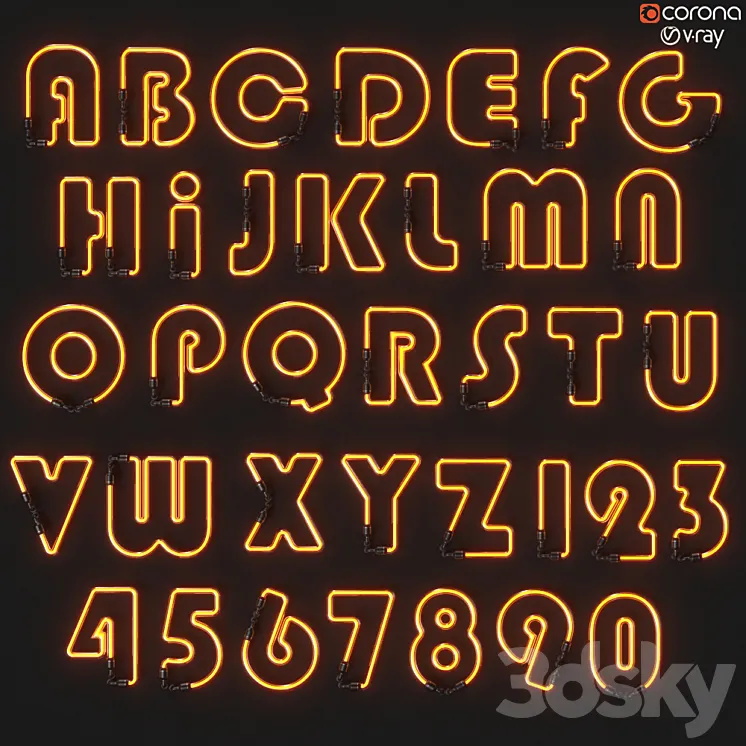 neon light lamp 005 3D Model Free