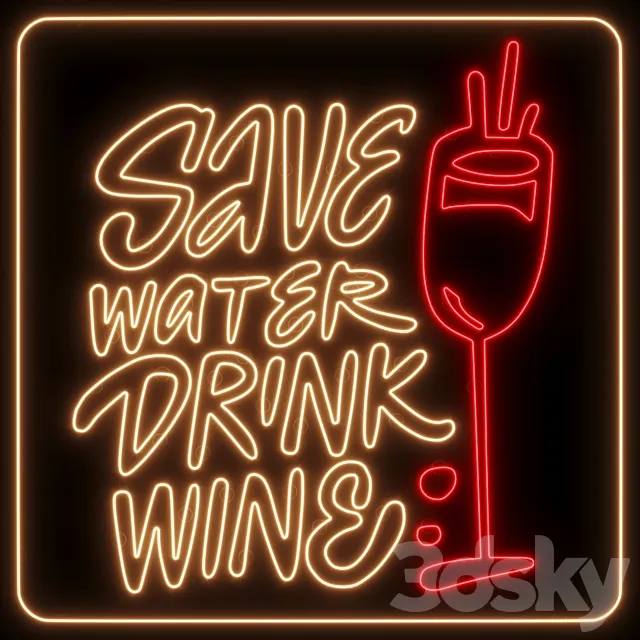 Neon Light Lamp 02 3D Model