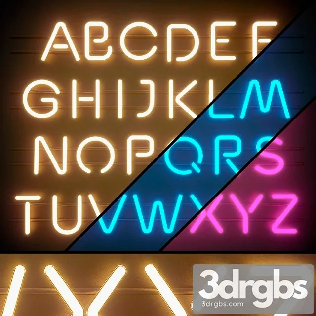 Neon Light modules. set 06. neon alphabet 3D Model Free