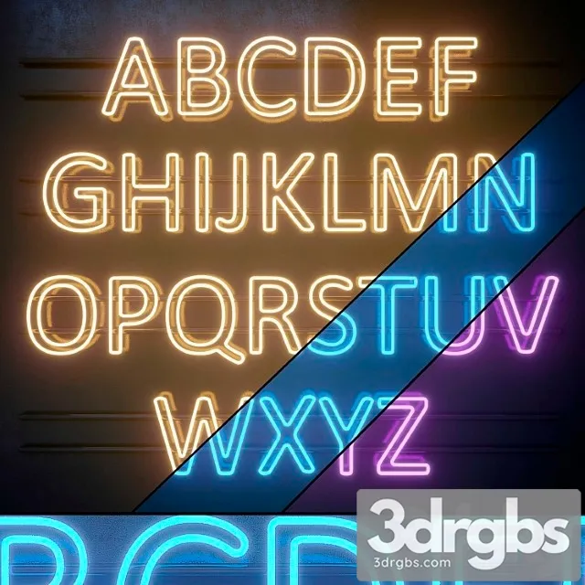 Neon Light modules. set 08. neon alphabet 3D Model Free