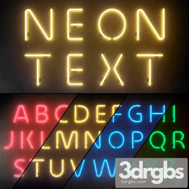 Neon Light modules. set 10. neon alphabet 3D Model Free