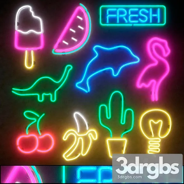 Neon Light modules. set 13. neon 3D Model Free