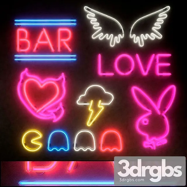 Neon Light modules. set 17. neon 3D Model Free