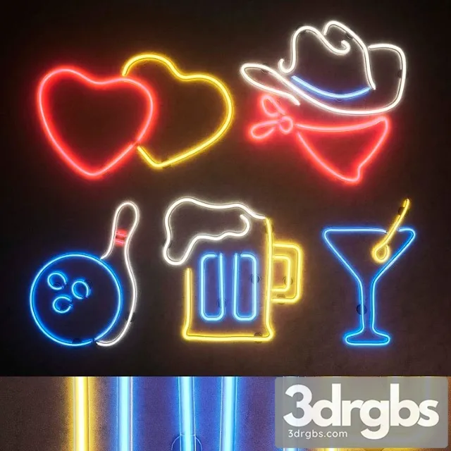 Neon Light modules. set 26. neon 3D Model Free