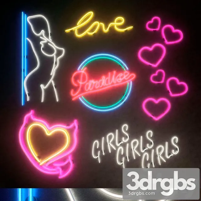 Neon Light modules. set 34. neon 3D Model Free