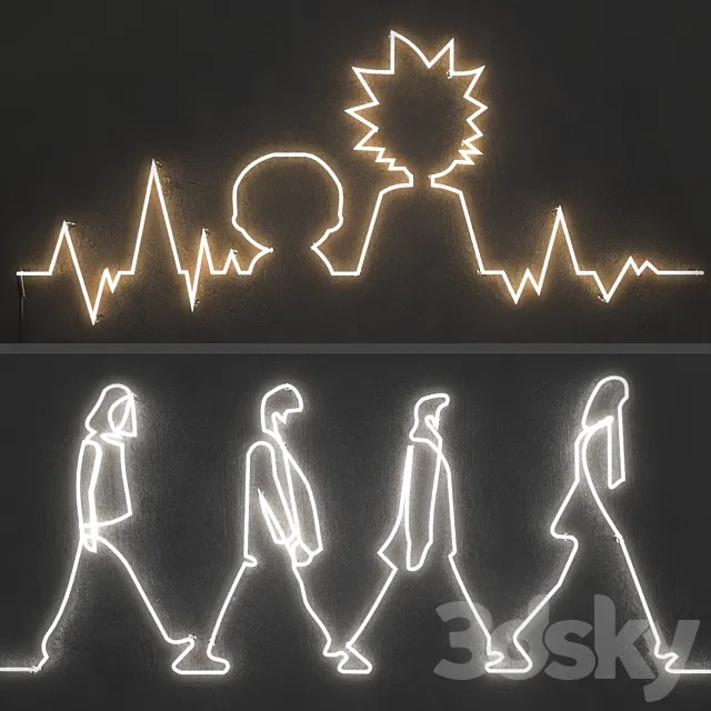 Neon light. Set 4 3D Model