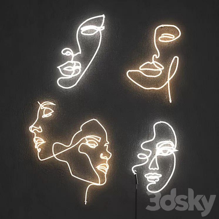 Neon light. Set 7 3D Model