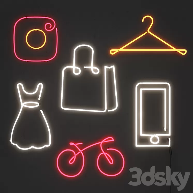 Neon light. Set 9 3D Model