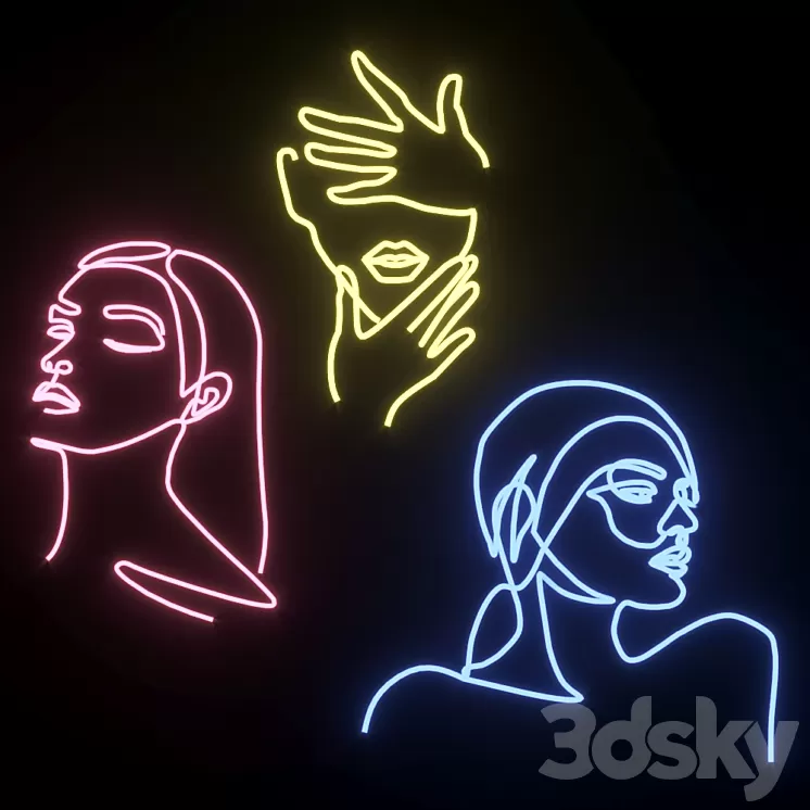 Neon Set 01 Woman 3D Model