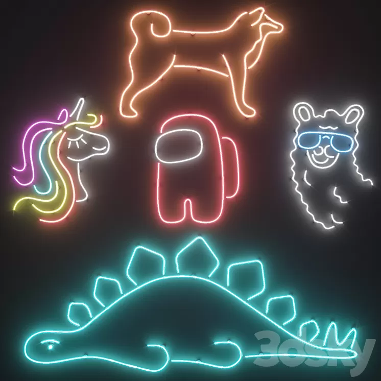 Neon Set 25 3D Model Free Download
