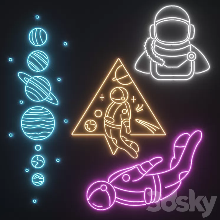 Neon Set 32 3D Model Free Download