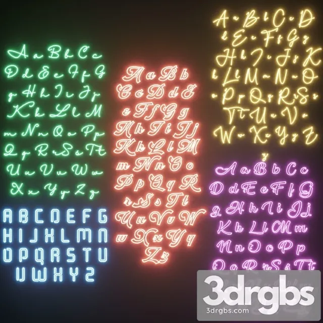 Neon set 5 3D Model Download