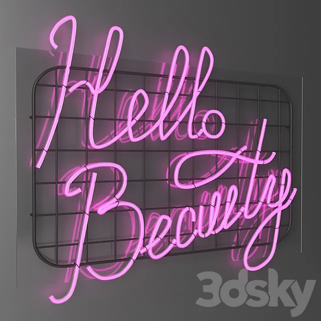 Neon sign - Hello beauty 3D Model