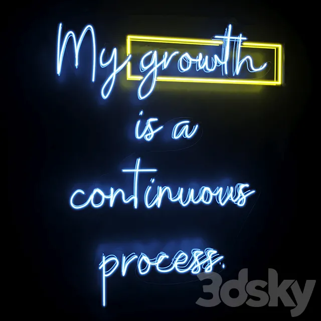 Neon Text 03 Growth 3D Model