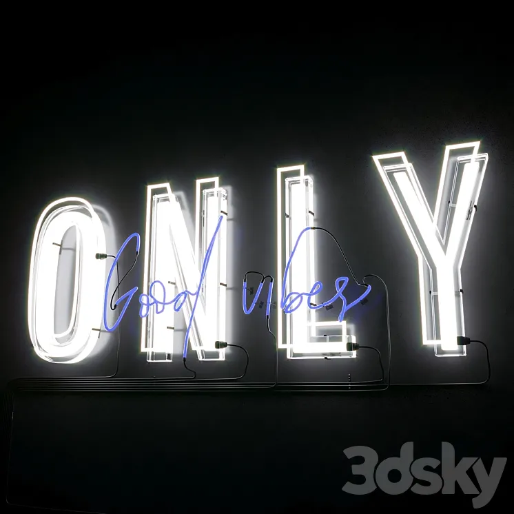 Neon Text 05 Good Vibes 3D Model Free Download