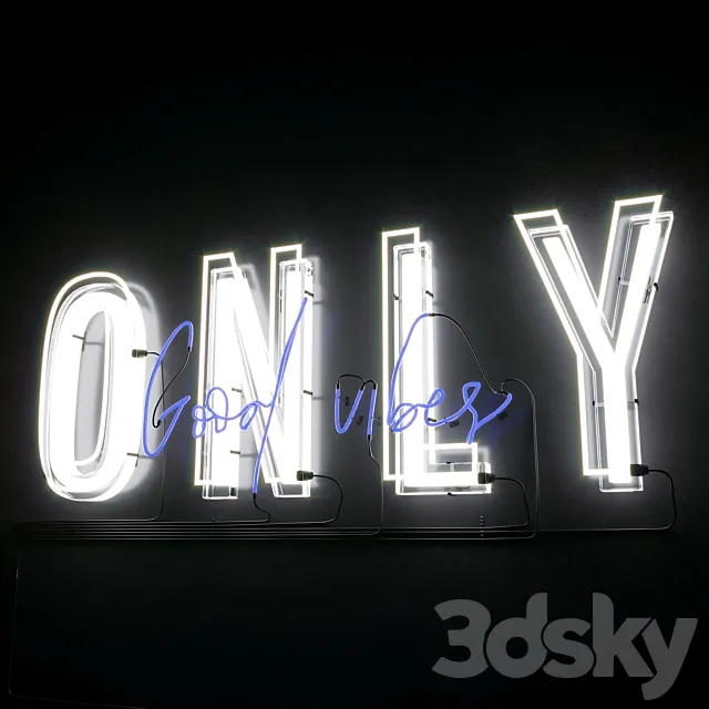 Neon Text 05 Good Vibes 3DModel